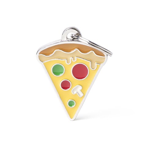 My Family pizza slice pet ID tag