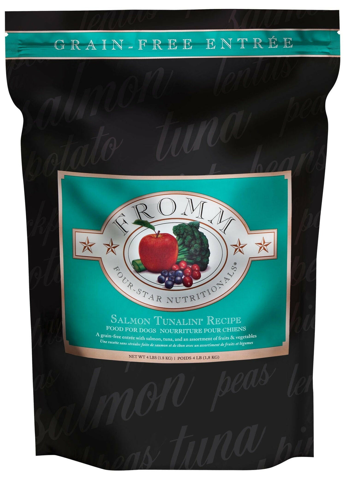 Fromm Four-Star Grain Free Salmon Tunalini dog food 4 lb bag