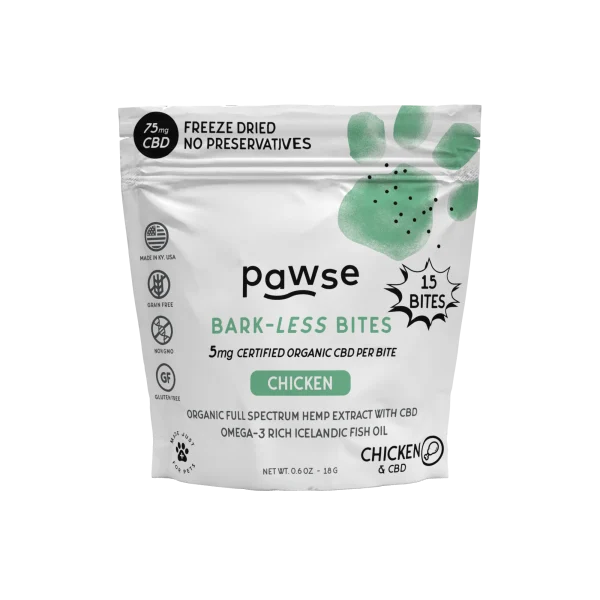 PAWSE BARK LESS BITES 75MG 15CT CHICKEN
