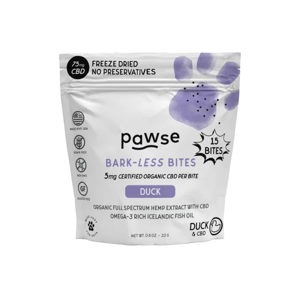 PAWSE BARK LESS BITES 75MG 15CT DUCK