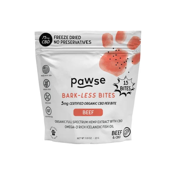 PAWSE BARK LESS BITES 75MG 15CT BEEF