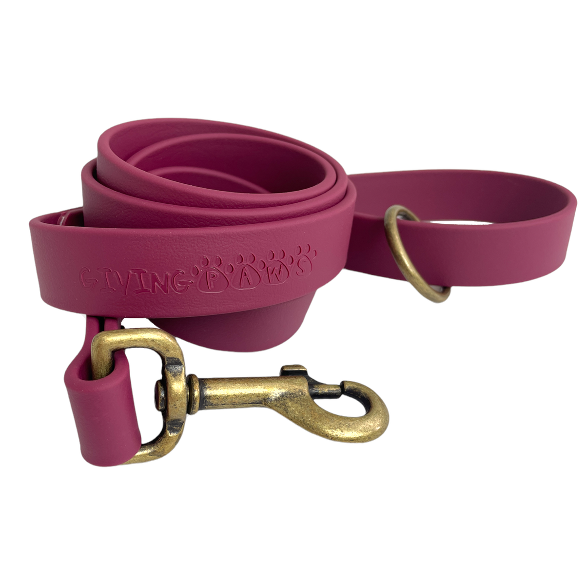 Giving Paws Vegan Leather Leash Merlot Wine Large