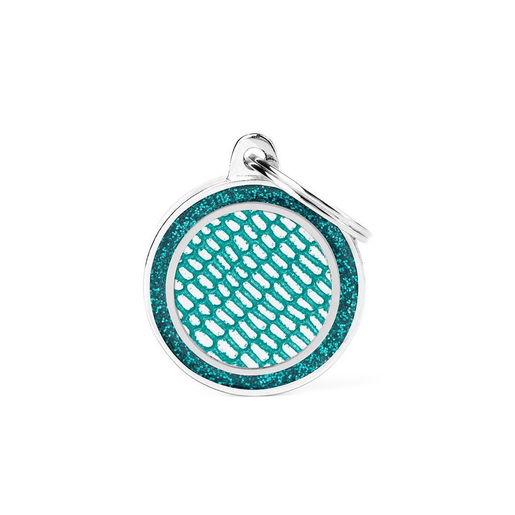 MyFamily shine saint tropez turquoise glitter circle ID tag