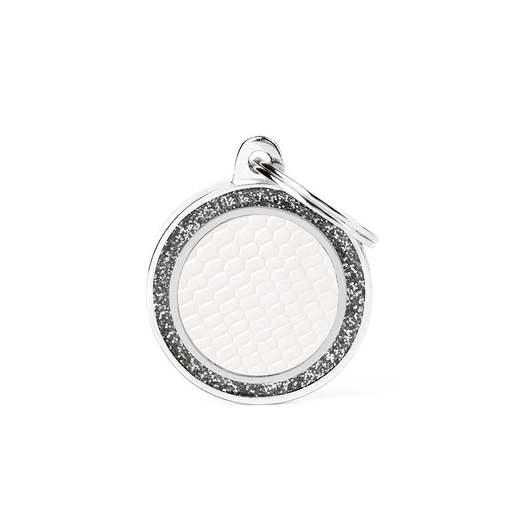 MyFamily shine saint tropez white glitter circle ID tag