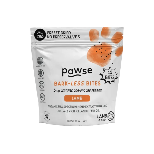 PAWSE BARK LESS BITES 75MG 15CT LAMB