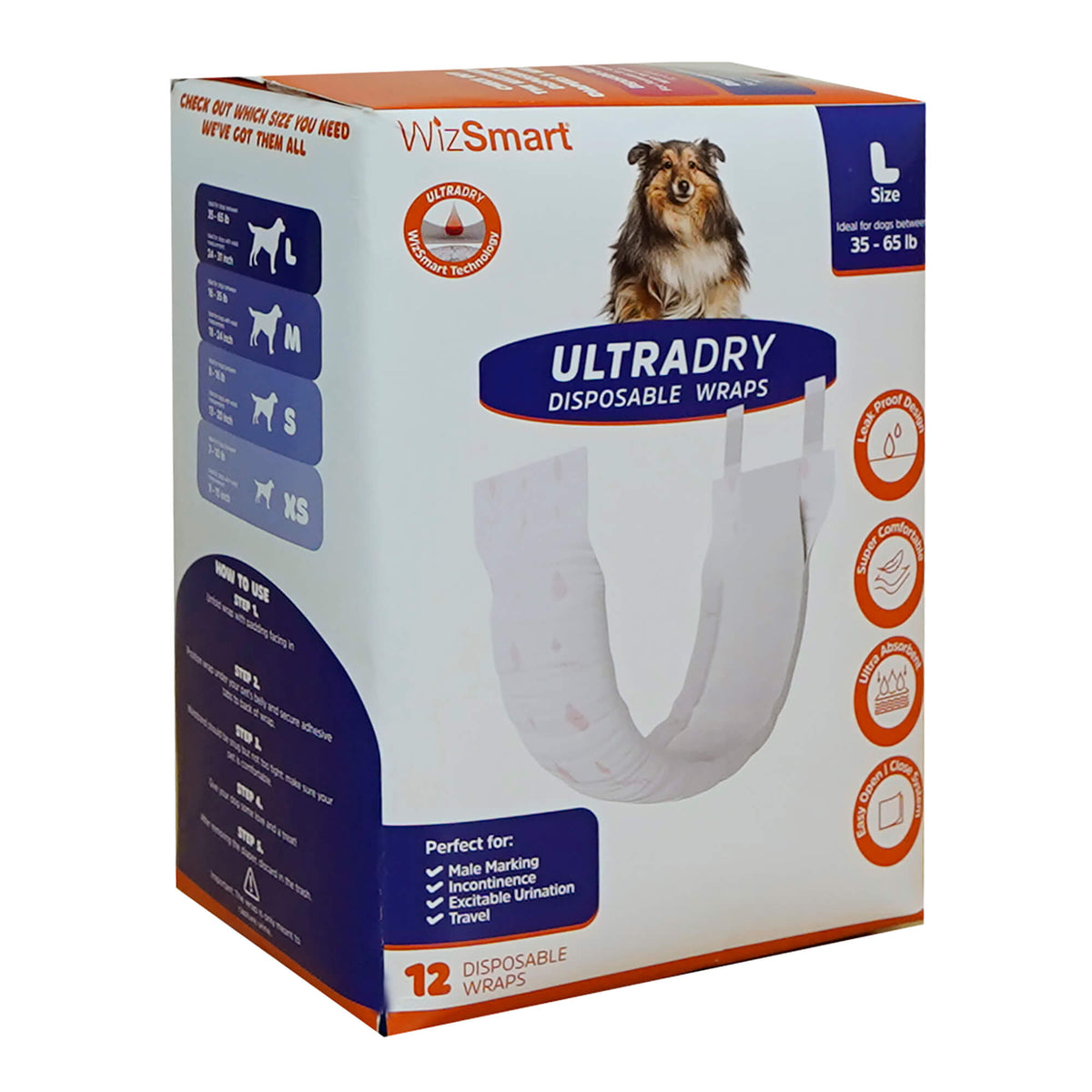 WizSmart Dog Wraps Large 12 ct