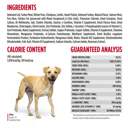 Nulo FreeStyle Adult Trim Cod &amp; Lentils Recipe for Dogs 11 lb ingredients and guaranteed analysis